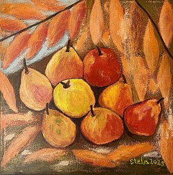 Fall in the orchard 40x40 cm, oil on canvas